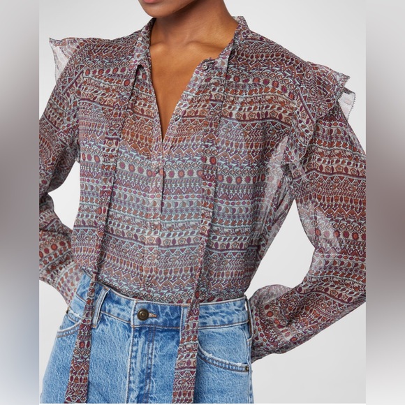 Joie Tops - Joie
Eloise Floral-Print Ruffle-Trim Silk Blouse
